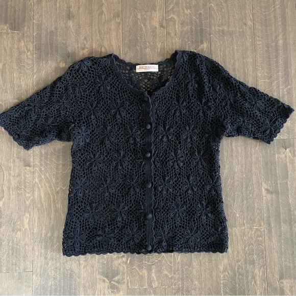 Vintage 90’s Richards Floral chunky Open Knit Cardigan - Picture 6 of 7